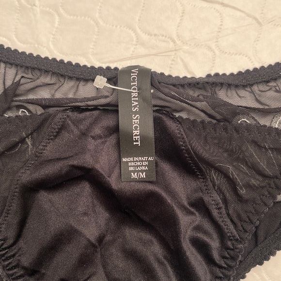 Victoria’s Secret black satin and mesh tie-side unwrap me black panty - Picture 5 of 9